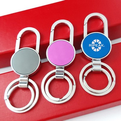 Metal Round Auto Keychain With Hook