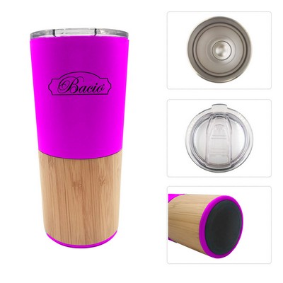 20 Oz Vacuum-Sealed Eco Bamboo Insulated Tumbler