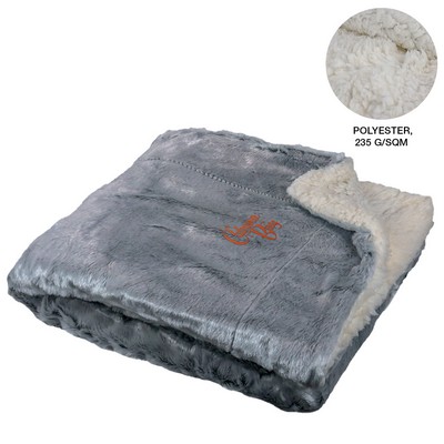 Polyester 235G Faux Fur Sherpa Blanket w/Custom Logo 50"x60"