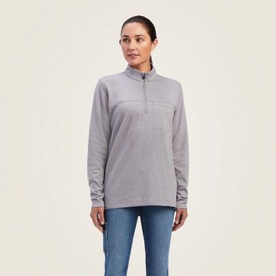 Ariat® Women's Heather Gray Rebar® Foundation ¼ Zip Long Sleeve Shirt