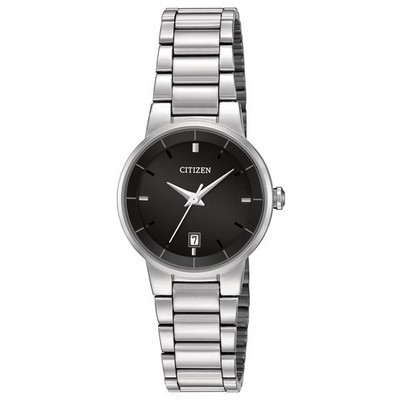 Citizen Ladies' Quartz Stainless Steel Watch w/Black-Tone Dial