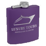 6 Oz. Matte Purple Powder Coated Laserable Stainless Steel Flask