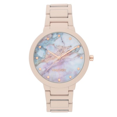 Nine West® Women's Marble Dial w/Pink Rubberized Bracelet Watch