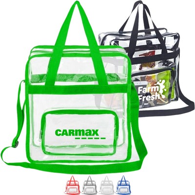 Stadium Approved Clear Transparent PVC Shoulder Tote Bag (11"x12"x6")