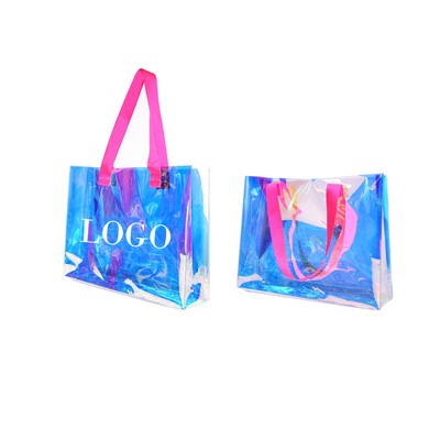 Fashion Sports Hologram PVC Shopping Bags Handbag Transparent Holographic Iridescent Tote Bag