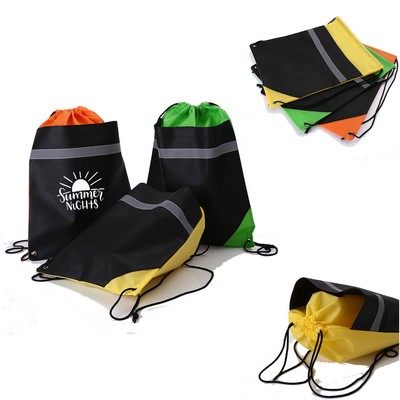 Reflective Drawstring Backpacks Sports Pack