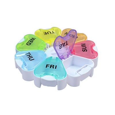 Petal Shaped Push Open Button 7 Days Pill Box