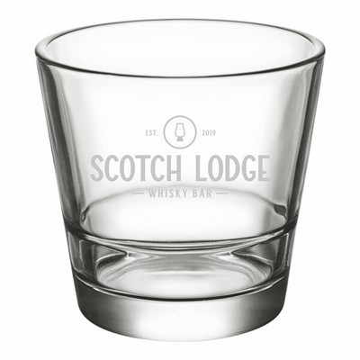 Deep Etched or Laser Engraved Acopa Select 7 oz. Stackable Rocks / Old Fashioned Glass