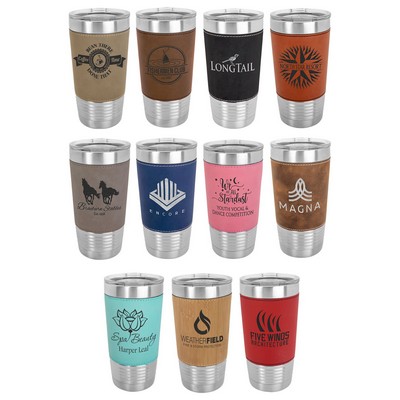 Polar Camel 20 oz. Leatherette Tumbler with Clear Lid