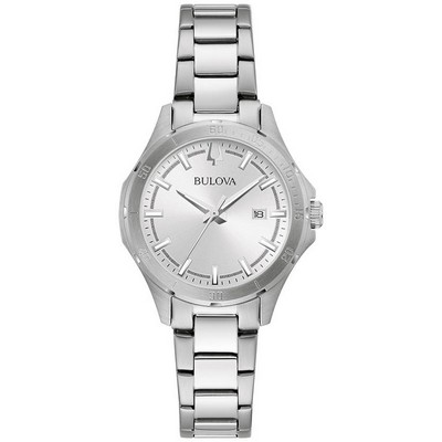 Bulova® Ladies' Corporate Collection Silver Tone Watch w/Silver White Dial