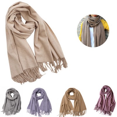 Luxury Fringed Cashmere Pashmina Scarf - Elevate Your Style