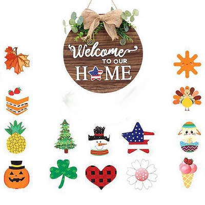 Interchangeable Seasonal Welcome Sign Front Door Decoration