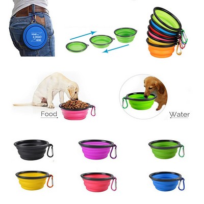 Portable Foldable Silicone Pet Bowl with Clip