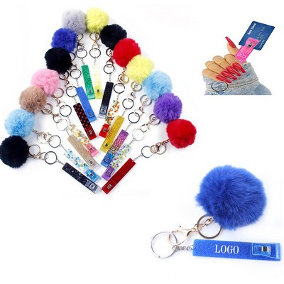 4" Long Acrylic Bank Card Grabber Keychain w/Plastic Clip