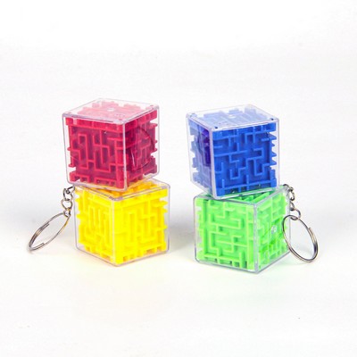 Mini Cube Maze Puzzle With Keychain