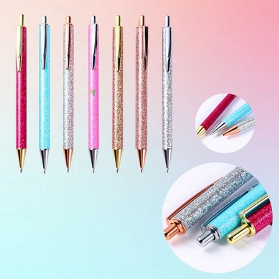 Shimmering Metallic Press Action Ballpoint Metal Gift Pen