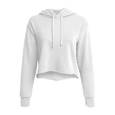 Next Level Apparel® Women's Laguna Sueded Raw Edge Crop Hoodie`