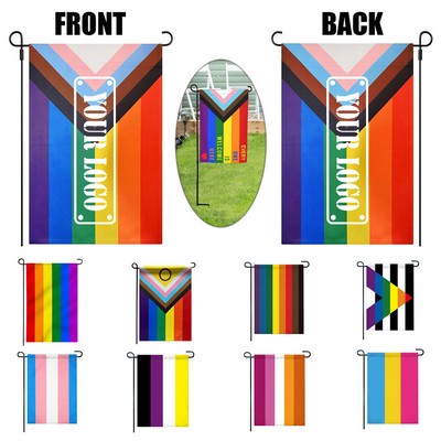 Progress Pride Rainbow Garden Flags With Stand