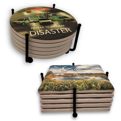 Heavy Duty Four Ball Post Metal 5 Coaster Holder Sets