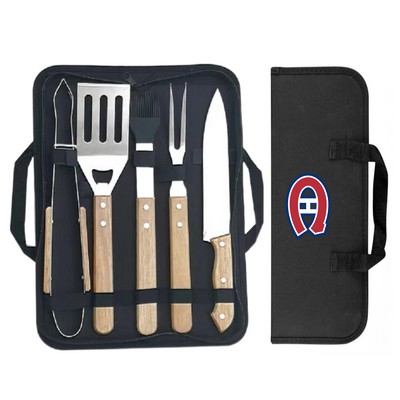 5-Piece BBQ Grill Tool Set with Wood Handle - OCEAN