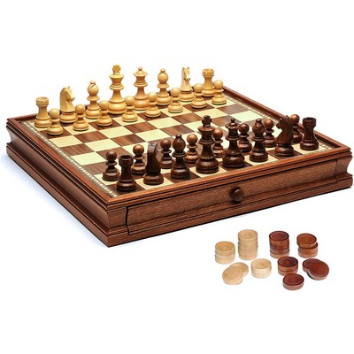 French Staunton Chess & Checkers Set - 15 in.