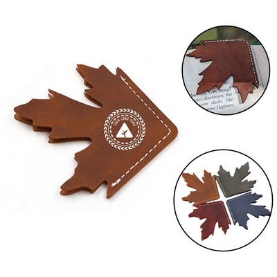 Maple Leaf Shaped Leather Bookmark