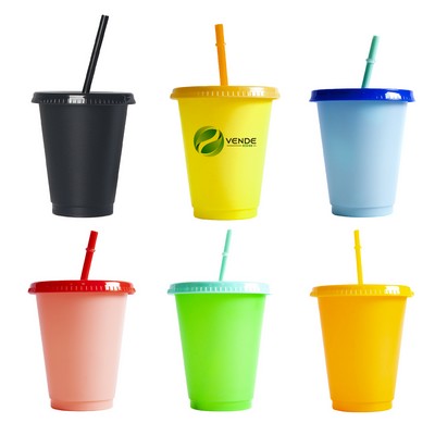 16Oz. Color Changing Stadium Cup w/Lid & Straw