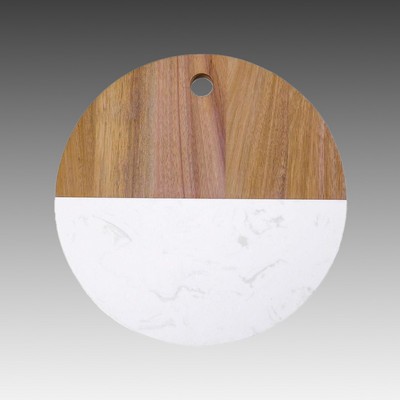 Round Marble & Acacia Wood Board