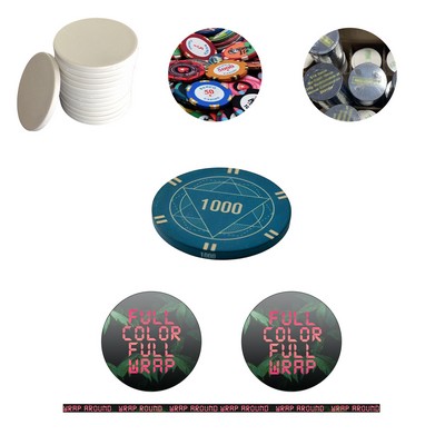 1.5 inches Full Color Custom Ceramic Chip Token MOQ100