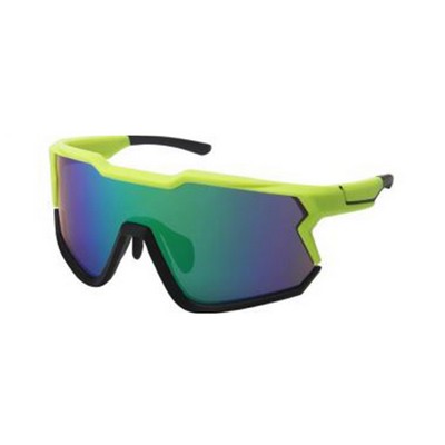 Goggles Sunglasses - Green Mirror Lenses - Black and Green Frames