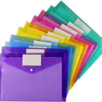 Plastic Envelopes, Clear Document Folder A4 Size with Label Pocket