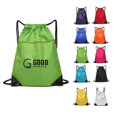 Drawstring Backpack with Mesh Side Pockets