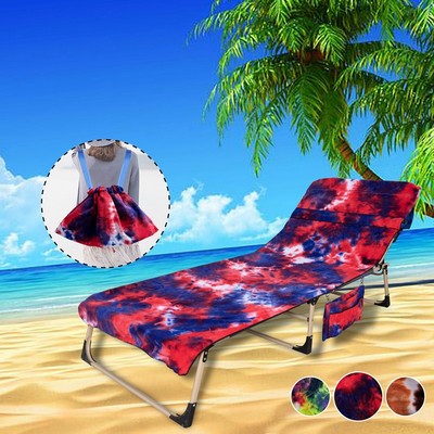 Beach Chair Cover w/Side Pockets Microfiber Chaise Lounge Chair Towel Cover Towel Backpack