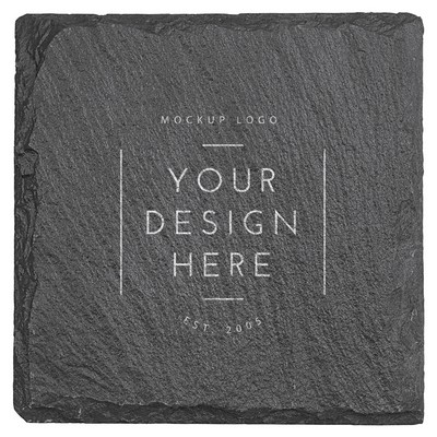 Slate Drink Coaster - 4-inch Square with Foam Pads