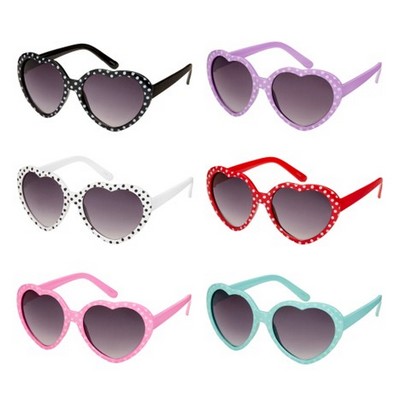 Kids Polka Dot Color Hearts Sunglasses