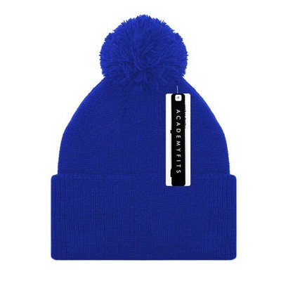 Academy Fits Knit Beanie w/Pom Pom