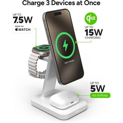 mophie Qi2 snap+ 3-in-1 wireless charge stand