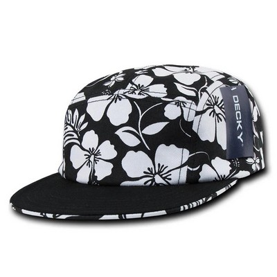 Decky Five Panel Floral Tropical Racer Racing Jockey Cap w/Solid Brim