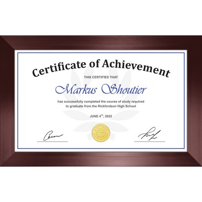 Borden 8.5"x14" Certificate Frame (Mahogany) 10.5"x16"