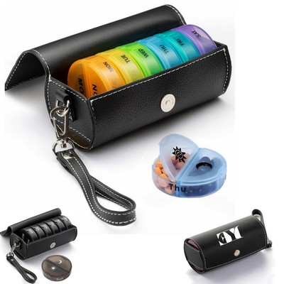 Leather Bag Rainbow Week Pill Boxes