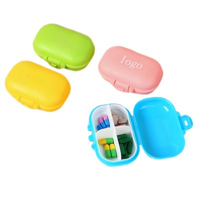 Portable 4-Compartment Sealed Pill Box