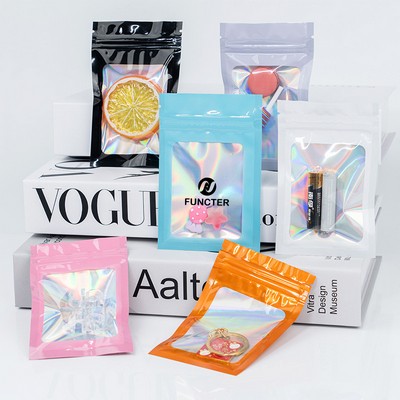 Custom Size 6x9" Iridescent Resealable Plastic Bags Clear Window Zipper Bag Zip lock Storage Pouch