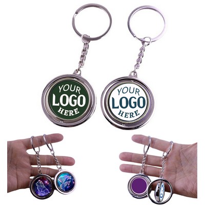 Double Sides Circle 360 Degree Rotating Keychain