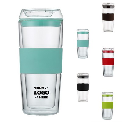 14 OZ Glass Tumbler with Silicone Sleeve