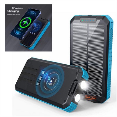 30000mAh Solar Power Bank Wireless Portable Charger