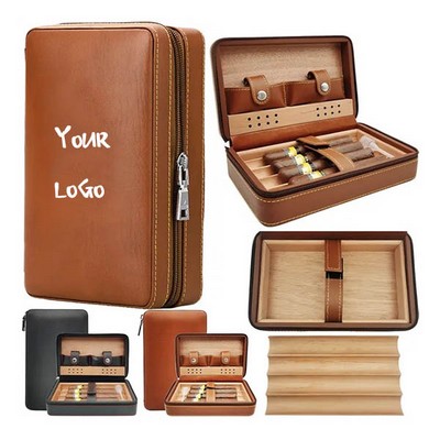 Portable Leather Travel Cigar Humidor For Accessories Gift