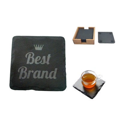 Bamboo Slate Coaster Set