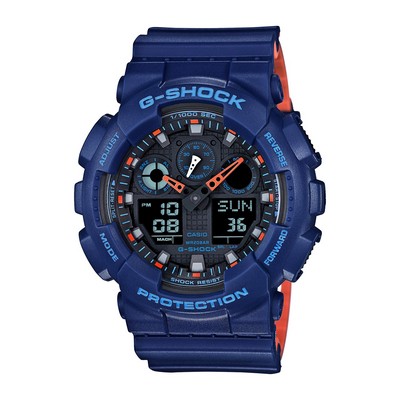 G-Shock Mens Ana-Digi Blue & Orange Watch Black Dial