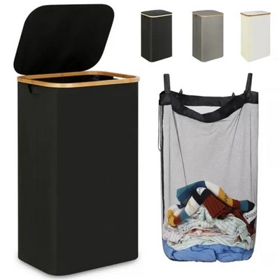 Space-Saving Slim Laundry Hamper with Lid & Removable Bag