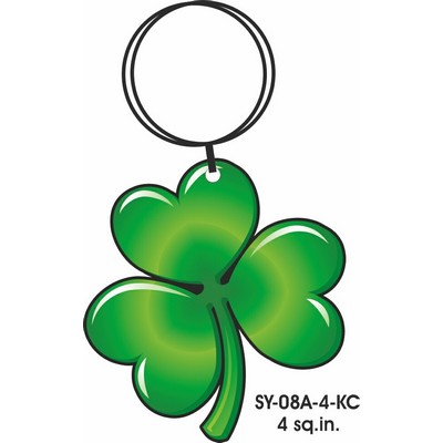 Shamrock Key Chain w/Clear Mirrored Back (4 Square Inch)